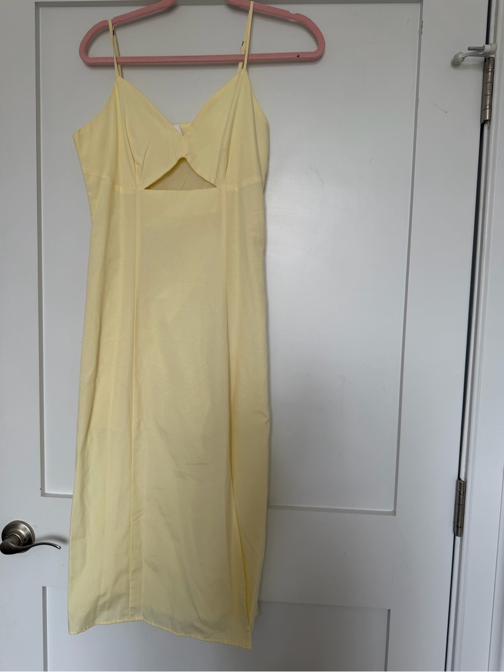 Melrose and Market Pale Yellow Midi Dress with Front Cutout